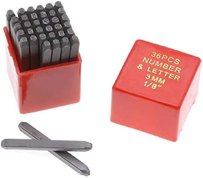 #ad 36Pc 1 8quot; 3MM Letter amp; Number Stamp Punch Set Hardened Steel Metal Wood Leather $22.44
