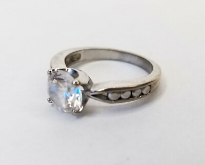 #ad Silver amp; Rhinestone Ring Elegant Simple Size 7 $12.49