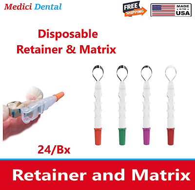 #ad Dental RETAINER amp; MATRIX 6.22MM Orange Green Wingless Disposable 24 Bx $38.65