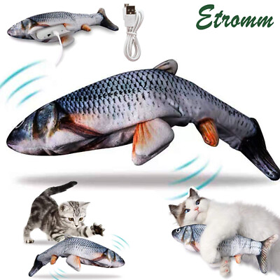 Electric Realistic Interactive Fish Cat Kicker Crazy Dancing Pet Toy Xmas Gift $7.49