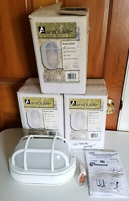 #ad Accolade Craftmade White Bulkhead Lights W Frosted Glass Z397 04 Lot Of 3 $225 $74.79