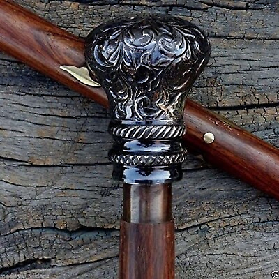 #ad Expedition Antique Brass One Tier Knob Walking Stick Cane Handcrafted Elega... $57.62