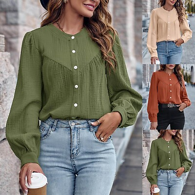 #ad Womens Blouses Button down Womens Autumn Winter Casual Comfortable Fashionable V $35.16