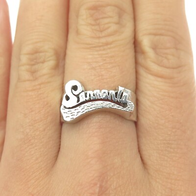 #ad 925 Sterling Silver Vintage quot;Samantaquot; Name Ring Size 8.25 $44.95