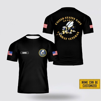 #ad Custom Name US Navy Veteran All Over Print T Shirt Veteran 3D T Shirt $26.65