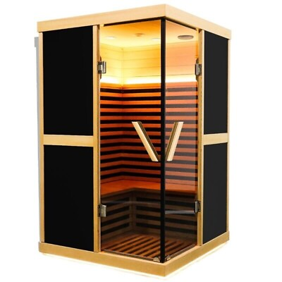 #ad 2 Person Far Infrared Sauna Room Hemlock Wooden Sauna for Home Full Body Spa US $59.00
