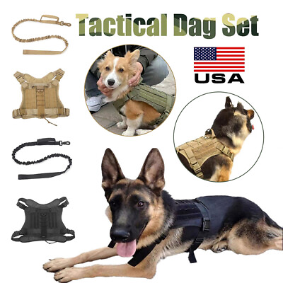 #ad Tactical Dog Harness with Handle for Large Dogs Adjustable Military Dog Vest US $9.99