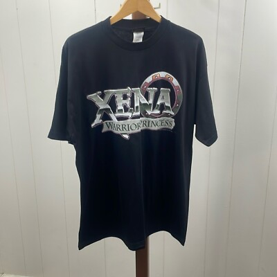 #ad Vintage Xena Warrior Princess Logo Graphic T Shirt Black Men#x27;s XL $35.00
