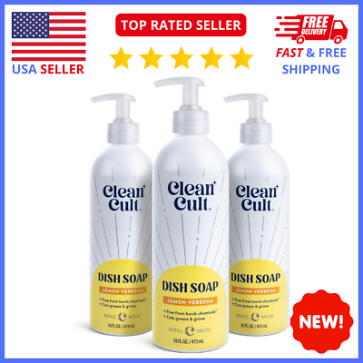 #ad Cleancult Dish Soap that Cuts Grease amp; Grime 16 oz 3 Pack Lemon Verbena $18.56