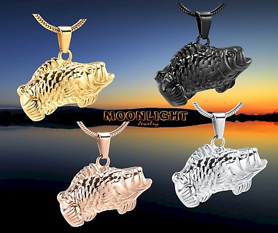 #ad New Bass Fish Cremation Fishing Urn Keepsake Ashes Memorial Necklace $14.95