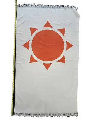 #ad White Beach Towel With Orange Sun Vintage? Super Soft $10.99