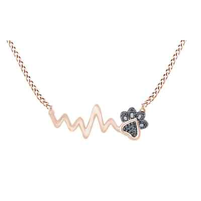 #ad 0.70Ct Simulated Diamond Paw Print With Heartbeat Pendant 14k Rose Gold Plated $119.99