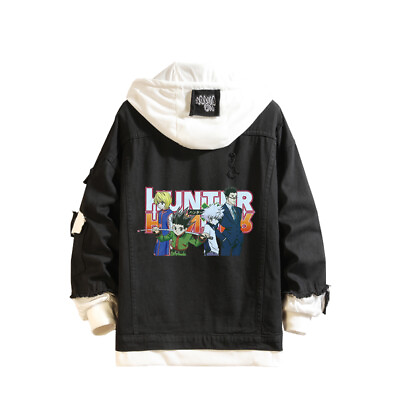 #ad Fashion Tops Black Jeans Jacket Anime Hunter X Hunter Denim Coat Cartoon Costume $39.99