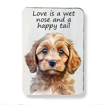 #ad Cavapoo Puppy Dog Magnet Love is a Wet Nose Graphic Watercolor Art Print 3quot;x4quot; $9.86