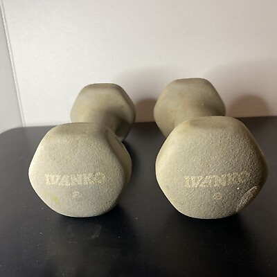 #ad IVANKO Vintage 8 lb Pound Pair Set 2 Dumbbell Exercise Weights 🔥 $49.99