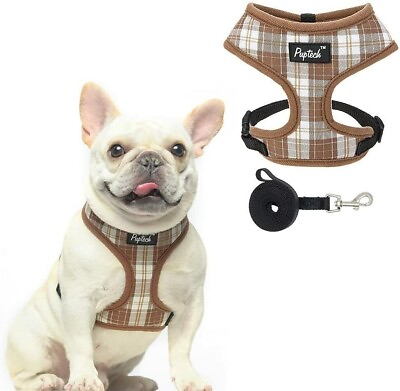 #ad PUPTECK Soft Mesh Dog Harness and Leash Padded No Pull Harness Coffee Medium $9.95