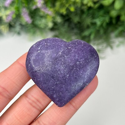 #ad Lepidolite Heart Crystal Shape Carving Purple Mica Mineral Stone 50g 4.7cm GBP 7.99