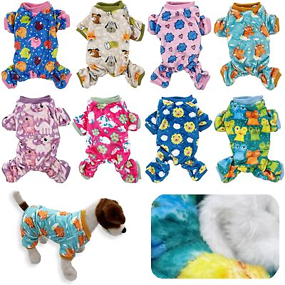 #ad Dog Pajamas Soft Warm FLEECE Jumpsuit Cute Pet Clothes for Small and Medium Pet $8.99