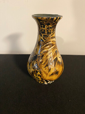 #ad Classic Shaped Small Glass Vase with Animal Print Design $20.00