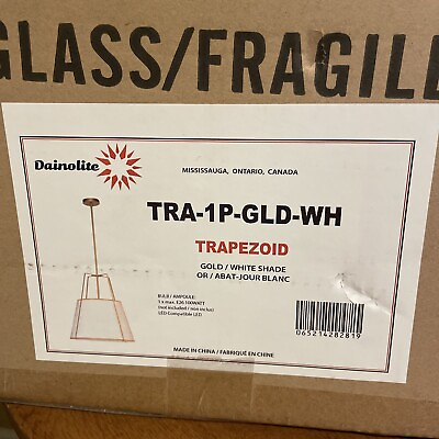 #ad Dainolite TRA 1P GLD WH Trapezoid 1 Light Trapezoid Pendant Gold Finish White $279.99