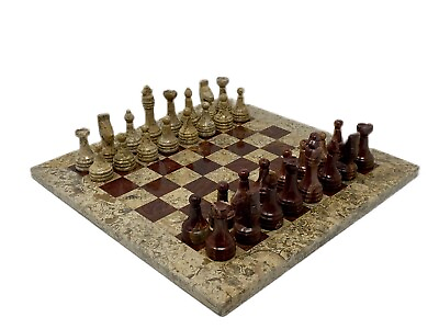 #ad Marble Chess Set 12 x 12 Inches Board with Pieces Coral amp; Green Onyx $44.99