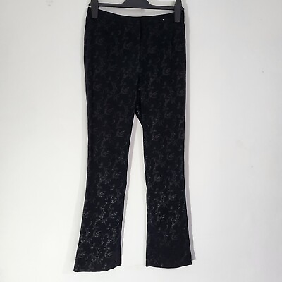 #ad NEXT Vintage Trousers Size 8 UK Black Textured Velour 28W 30L GBP 18.00