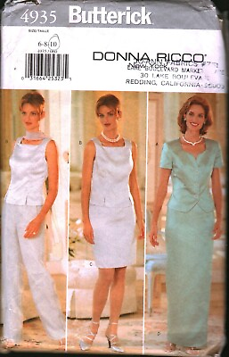#ad 4935 Vintage Butterick SEWING Pattern Miss Top Skirt Pants UNCUT OOP Donna Ricco $5.59
