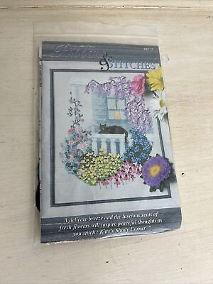 #ad DIY Cross Stitch Embroidery With Ribbon amp; Beads Cat amp;Flowers Kittys Shady Corner $19.95
