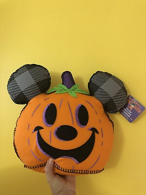 #ad Disney Parks Mickey Halloween Pumpkin Plush Jack O#x27; Lantern Pillow 2021 NEW $58.99