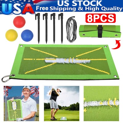 #ad 8 Packs Golf Training Mat Swing Detection Practice Training Hitting Aid Game Pad $12.89