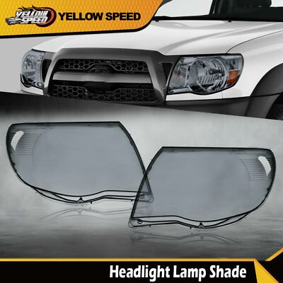 #ad Fit For 2005 11 Toyota Tacoma Smoked Headlight Lens Cover Clear Replacement Pair $42.72