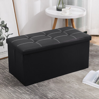 #ad Folding Storage Stool Bench Waterproof Upholstered Footrest Outdoor Indoor Use $22.94