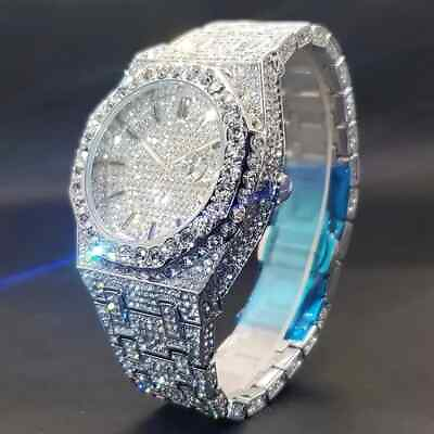 #ad Luxury VVS Iced Out Diamond Wristwatch Full Iced Hip Hop Watch $480.00