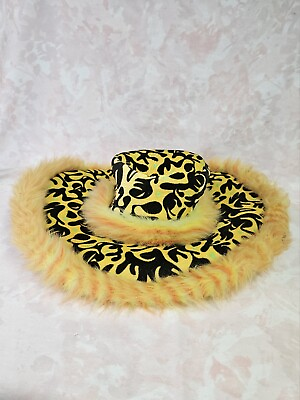 #ad Halloween Yellow Flame Fuzzy Wide Rim Hat Party Hat Costume $24.60
