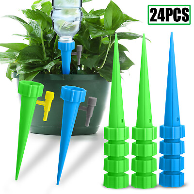 #ad 24Pcs Self Watering Spikes Automatic Irrigation Watering Drip System for Plants $13.48