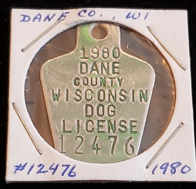 #ad 1980 Dog Tag License #12476 Dane County W.I. lot s229 $15.00