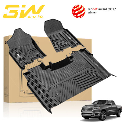 #ad 3W Car Floor Mats Liners TPE for 2019 2024 Dodge Ram 1500 Crew Cab With Storage $123.49