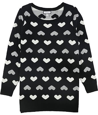 #ad Charter Club Womens Heart Pullover Sweater Black 0X $39.28