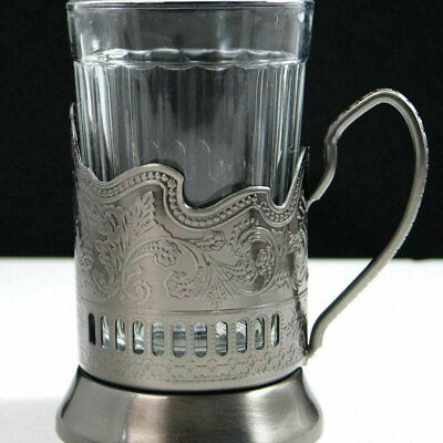 #ad Russian Metal Tea Glass Holder Podstakannik w Soviet 20 Facet Granyonyi 8.5 oz $33.99