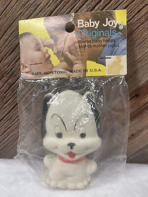#ad Vintage Baby Joy Squeak Toy Cute Dog Original Package Still Squeaks $15.20