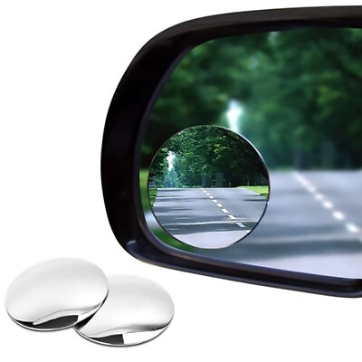 #ad 2Pcs Round Blind Spot Mirror HD Glass Frameless Convex Rear View 360° Stick On $1.99