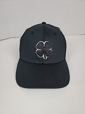 #ad Live Lucky Black Clover Flex Fit Hat Small Medium Black On Black Baseball Cap $21.59