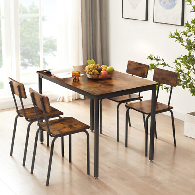 #ad NEW Dining Table Set 5 Piece Dining Chair Industrial styleSturdy construction. $201.60