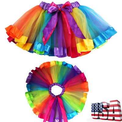#ad Lovely Kids Petticoat Rainbow Pettiskirt Bowknot Skirt Tutu Dress Dancewear AU $18.98