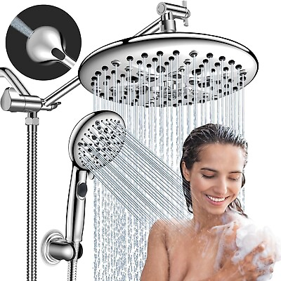 #ad 10quot; Large Showerhead High Pressure Shower Head Combo with Handheld Spray $39.99