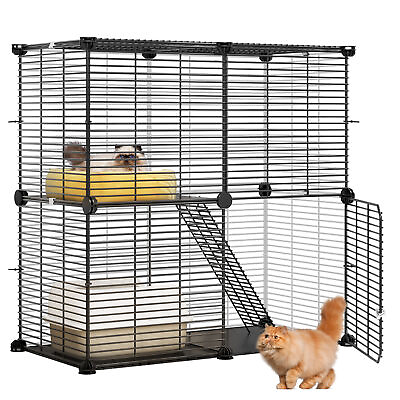 #ad Out Indoor Cat Cage 2 Tier Kitten Cage House Cat Enclosure Small Animal Playpen $39.70