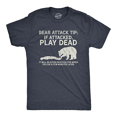#ad Mens Bear Attack Tip Tshirt Funny Camping Hiking Outdoor Adventure Sarcastic Tee $13.10