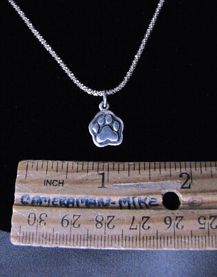 #ad Puppy Paw Charm Pendant Necklace Sterling Silver Animal Dog 18quot; Long Chain $37.00