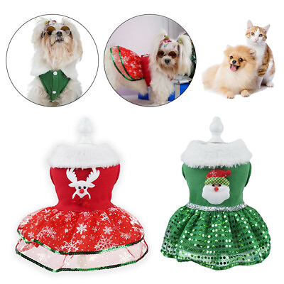 Puppy Dog Christmas Costume Dog Clothes Dress Lightweight Pet Cat Xmas Clothing❤ $6.21