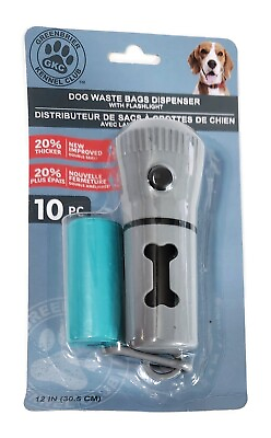 #ad LED Flashlight With DOG Waste Bag Holder and 10 bags GRAY $5.99